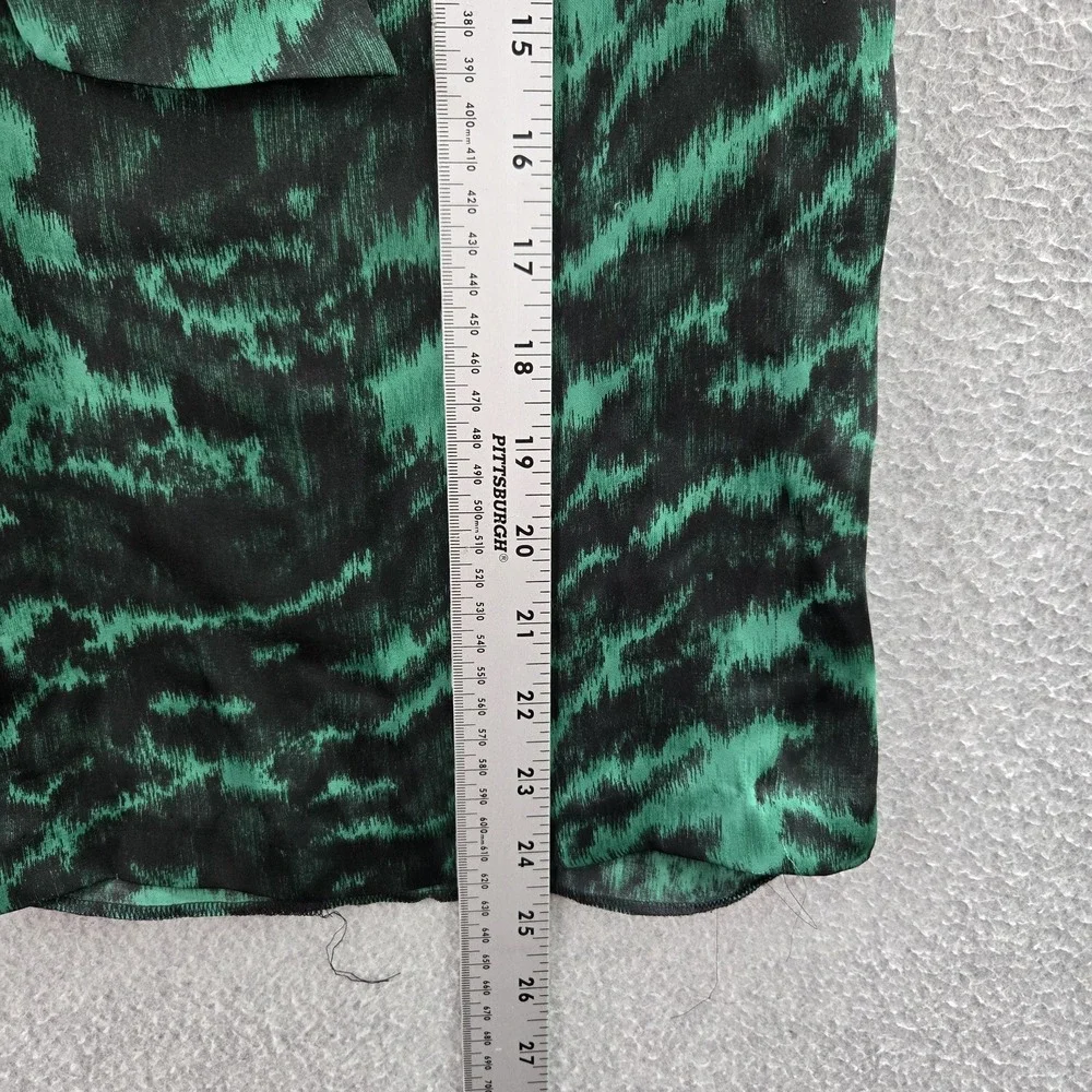 Michael Kors Women Blouse 4 Green Animal Print Bow Cowl Neck Pullover